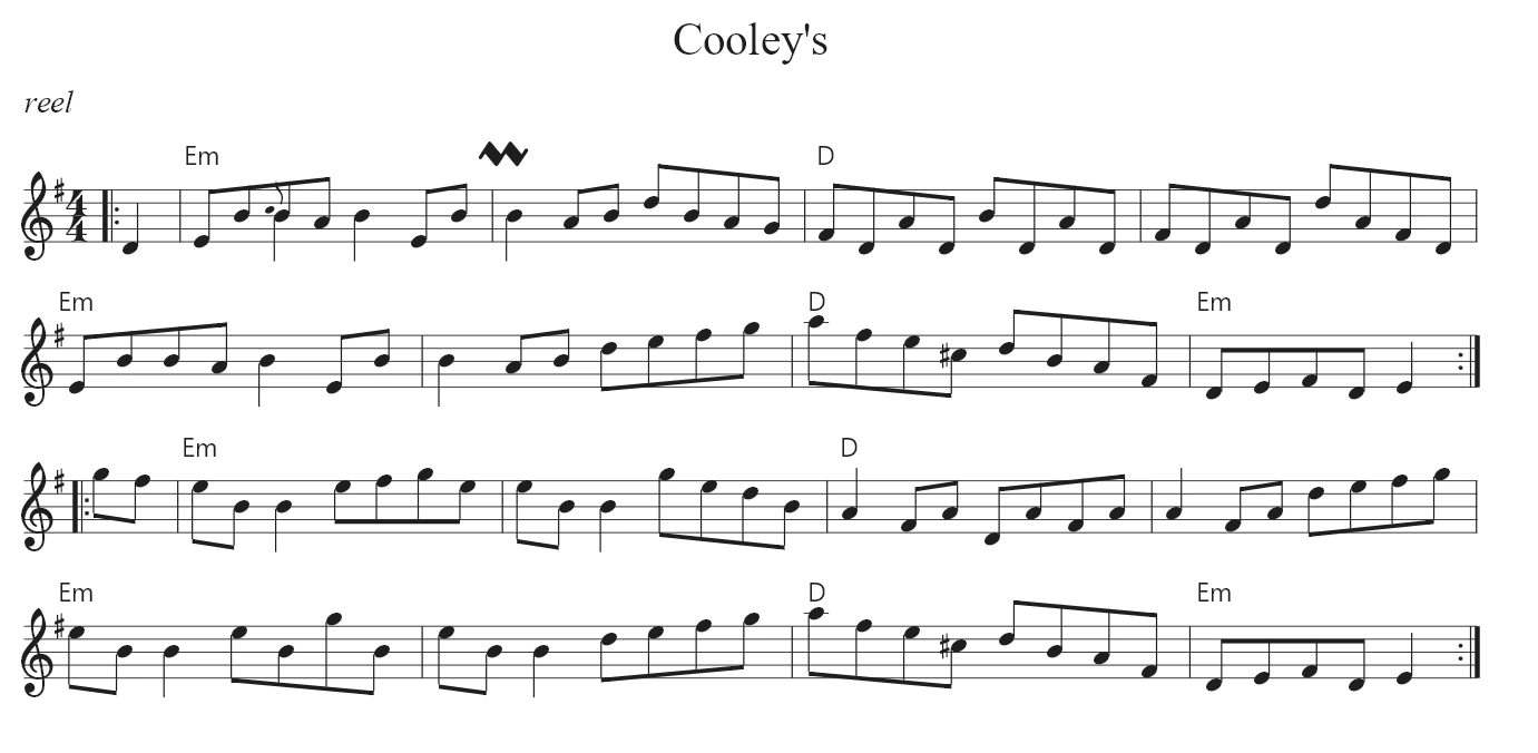 亮色 Music Notation 组件渲染的五线谱，包含音符、和弦与演奏记号。